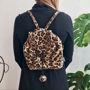 Vintage 90s mini velvet leopard backpack